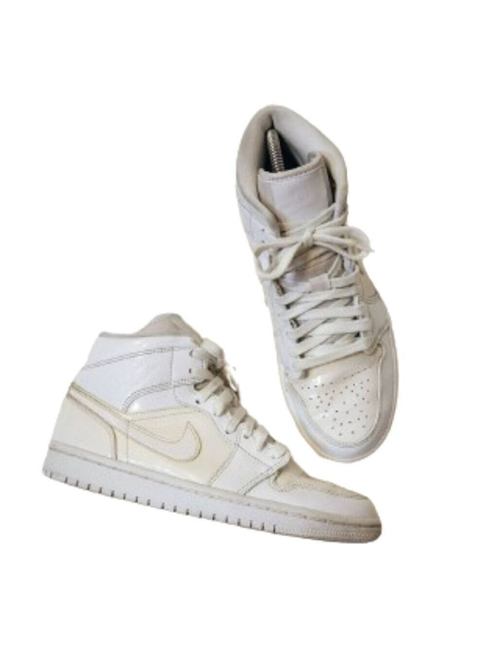 Nike Air Jordan 1 Patent Leather White Sneakers Size 7